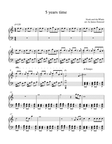 Free Sheet Music 5 Years Time