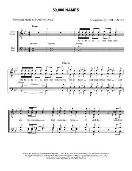 50 000 Names Ttbb Sheet Music