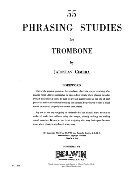 Free Sheet Music 55 Phrasing Studies For Trombone