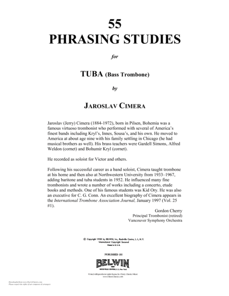 55 Phrasing Studies For Tuba Or Bass Trombone Sheet Music