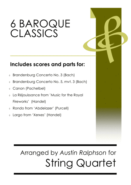 6 Baroque Classics String Quartet Bundle Book Pack Sheet Music