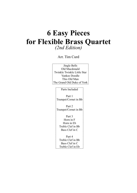 6 Easy Pieces For Flexible Brass Ensemble Sheet Music