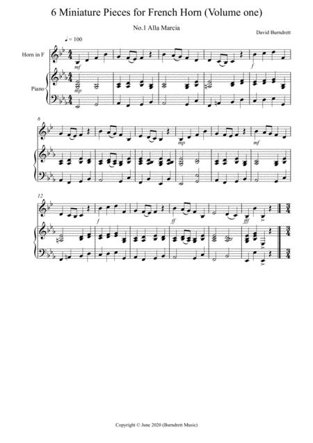 6 Miniature Pieces For French Horn And Piano Volume One Sheet Music