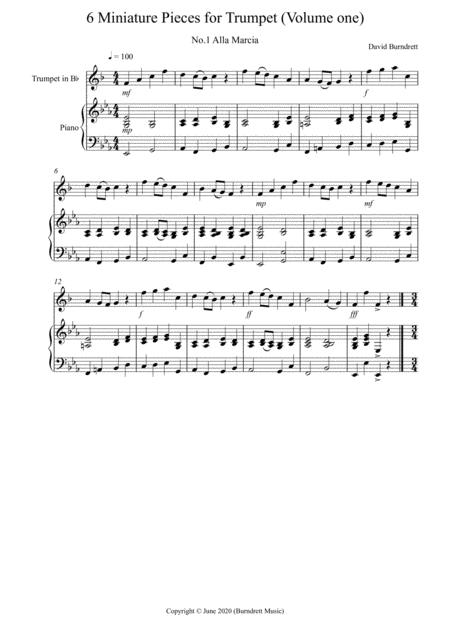 6 Miniature Pieces For Trumpet In Bb And Piano Volume One Sheet Music