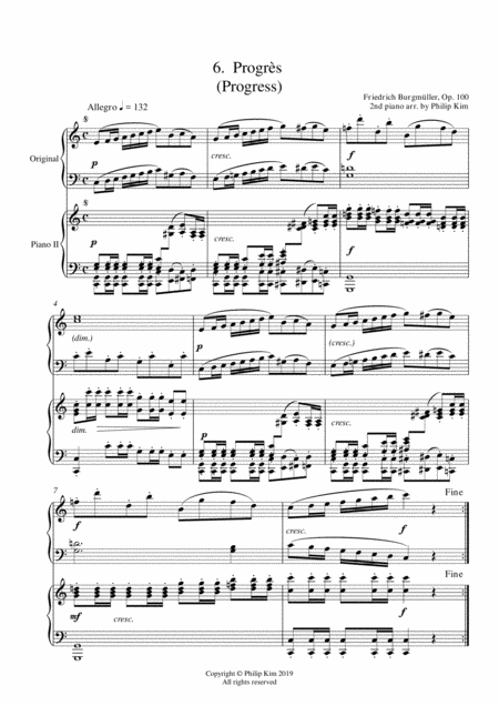 Free Sheet Music 6 Progress 25 Progressive Studies Opus 100 For 2 Pianos By Friedrich Burgmller