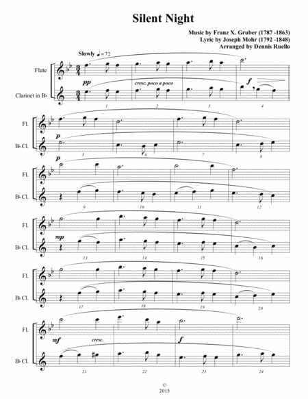 6 Traditional Christmas Carols For Flute And Clarinet Duet Intermediate Level Sheet Music