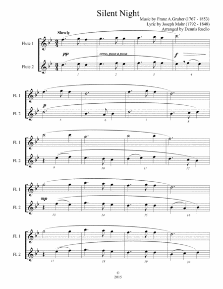 6 Traditional Christmas Carols For Flute Duet Intermediate Sheet Music