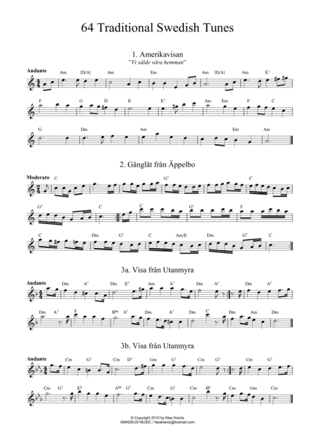 64 Traditional Swedish Songs For Flute Or C Instrument With Guitar Chords Sheet Music