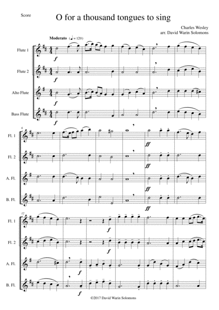 7 Songs Of Glory For Flute Quartet 2 C Flutes Alto Flute Bass Flute Sheet Music