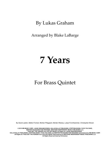 7 Years For Brass Quintet And Drum Set Sheet Music