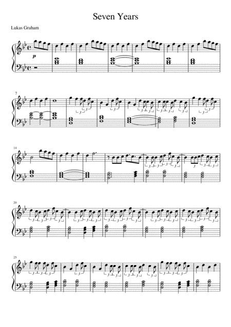 Free Sheet Music 7 Years Lukas Graham Easy Piano Solo