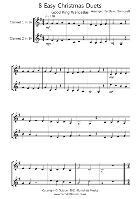 8 Christmas Duets For Clarinet Sheet Music