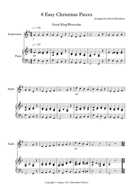 8 Christmas Pieces For Euphonium And Piano Sheet Music