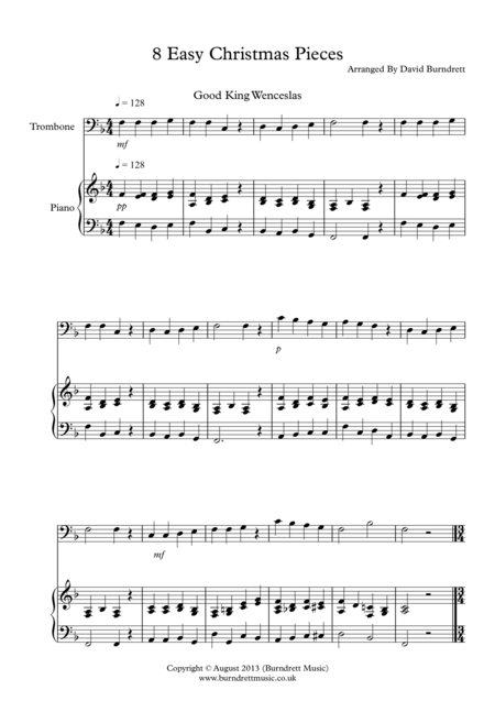 8 Christmas Pieces For Trombone And Piano Sheet Music