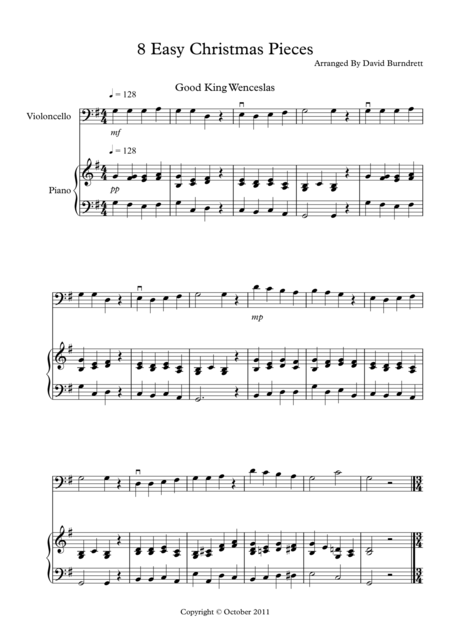Free Sheet Music 8 Easy Christmas Pieces For Cello And Piano