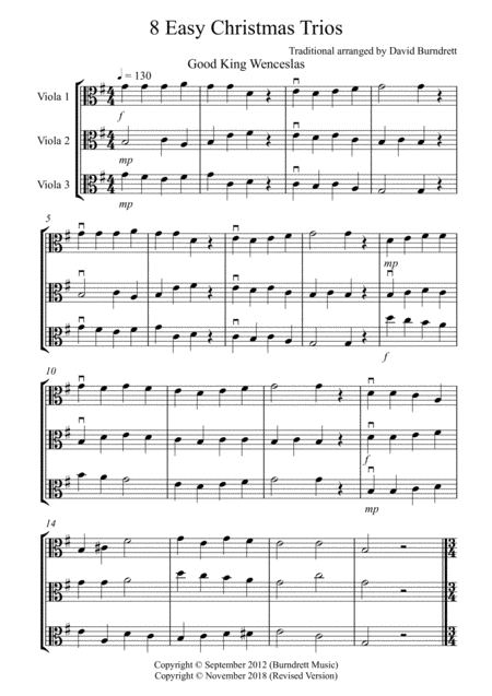 8 Easy Christmas Trios For Viola Sheet Music