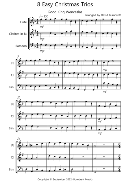 8 Easy Christmas Trios For Wind Sheet Music