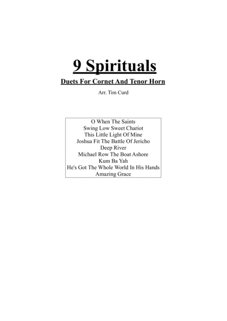 9 Spirituals Duets For Cornet And Tenor Horn Sheet Music