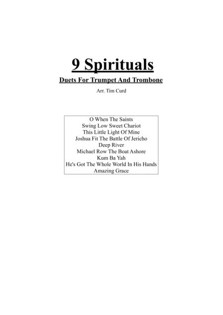 9 Spirituals Duets For Trumpet And Trombone Sheet Music