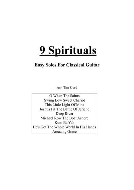 Free Sheet Music 9 Spirituals For Classical Guitar