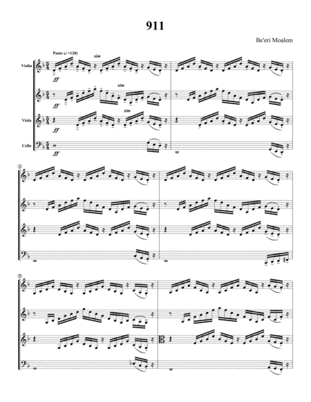 911 Minimalist String Quartet Sheet Music