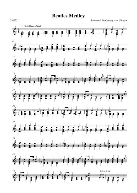 A Beatles Medley For 2 Octaves Handbells Sheet Music