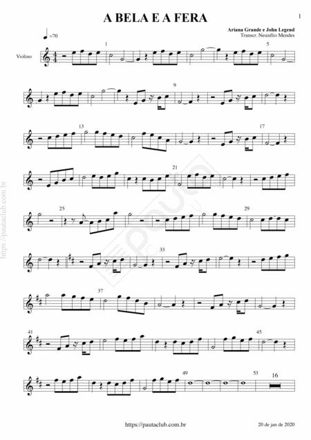 A Bela E A Fera Violino Sheet Music