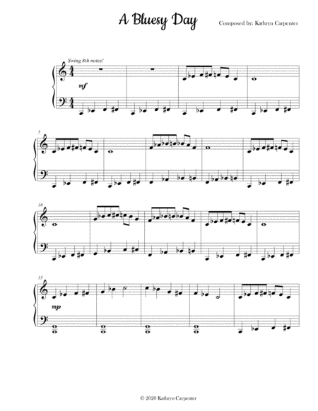 A Bluesy Day Blues Piano Sheet Music