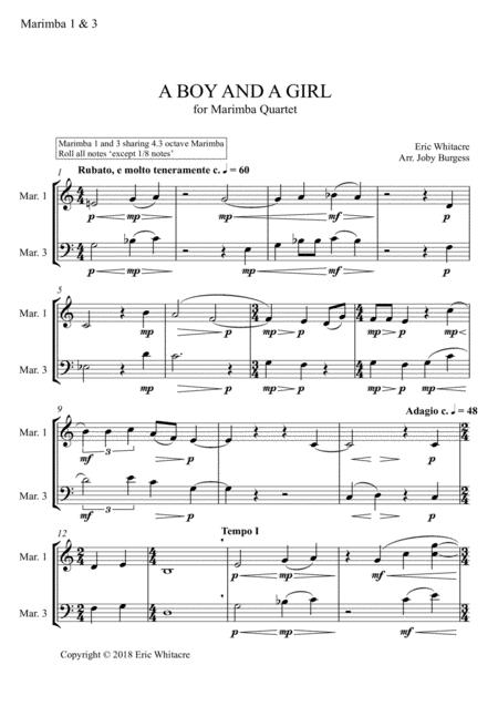 A Boy And A Girl For Marimba Quartet Arr Joby Burgess Marimba 1 3 Sheet Music