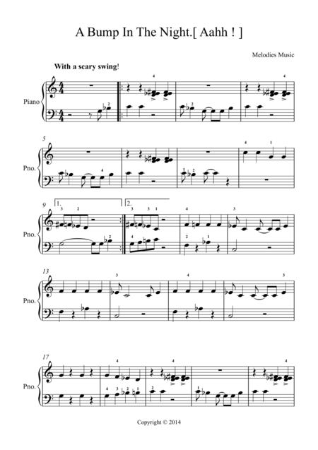 A Bump In The Night Aah Sheet Music