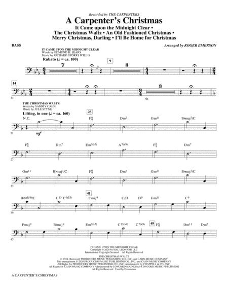 Free Sheet Music A Carpenters Christmas Arr Roger Emerson Bass