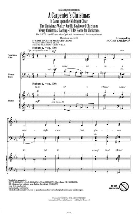 Free Sheet Music A Carpenters Christmas Arr Roger Emerson