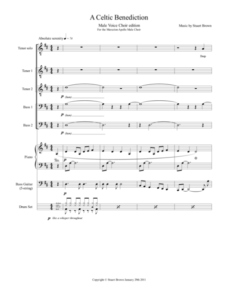 Free Sheet Music A Celtic Benediction Male Voices