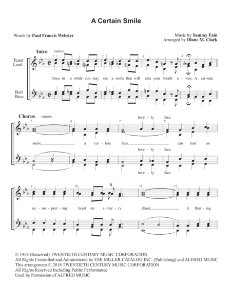 A Certain Smile Choral Pricing Sheet Music