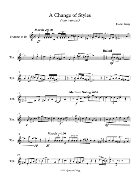 A Change Of Styles Solo Trumpet Sheet Music