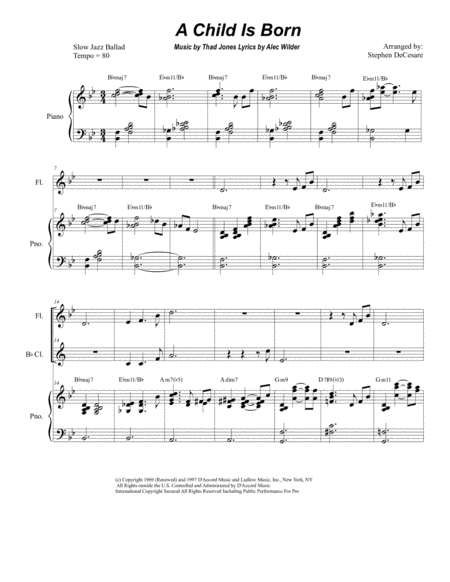 A Child Is Born Duet For Flute And Bb Clarinet Sheet Music