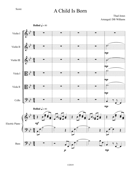 A Child Is Born String Sextet Sheet Music