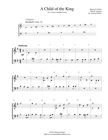 Free Sheet Music A Child Of The King For 2 Octave Handbell Choir