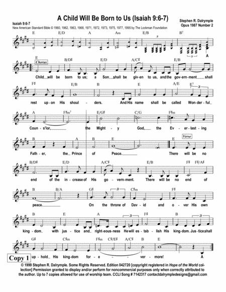 A Child Will Be Born To Us Isaiah 9 6 7 Worship Team Edition Sheet Music