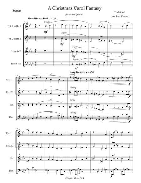 Free Sheet Music A Christmas Carol Fantasy For Brass Quartet