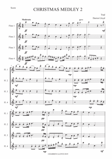 Free Sheet Music A Christmas Medley 2 Flute Quartet