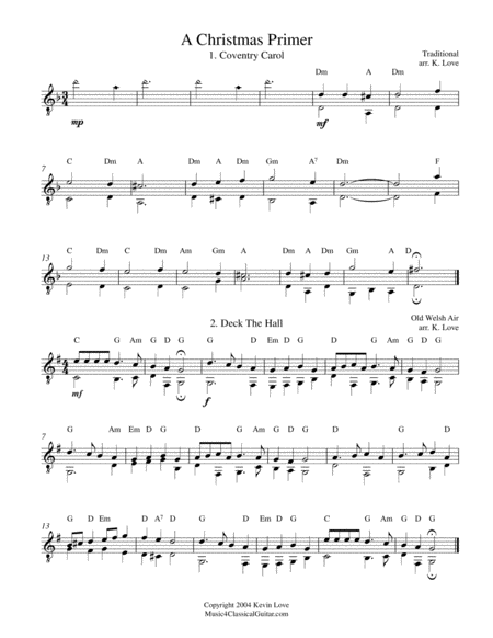 A Christmas Primer For Guitar Sheet Music