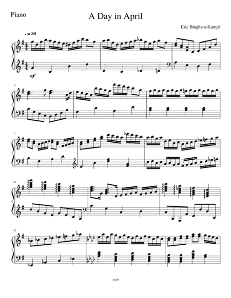 Free Sheet Music A Day In April