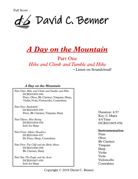 A Day On The Mountain Part 1 Hike And Climb And Tumble And Hike Sheet Music