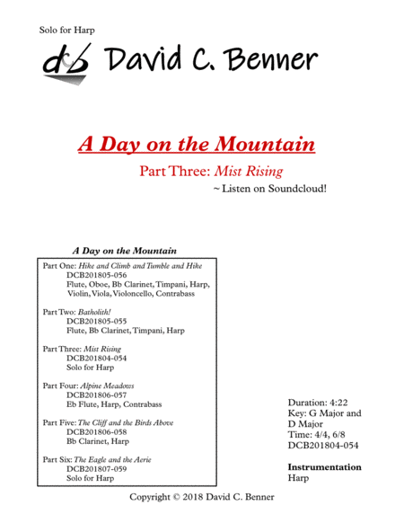 A Day On The Mountain Part 3 Mist Rising Sheet Music