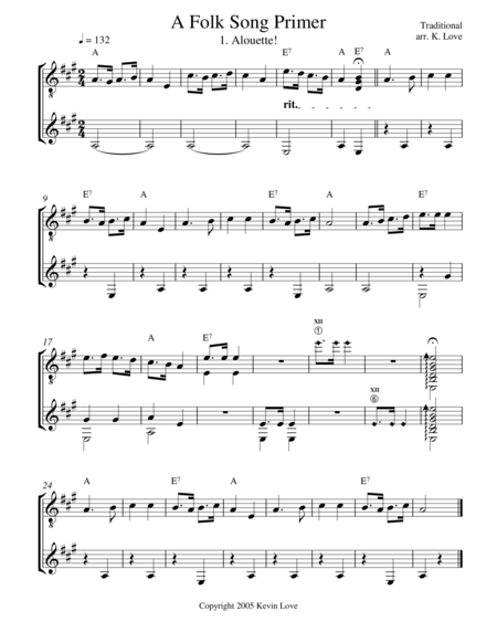 Free Sheet Music A Folk Song Primer Guitar Duo