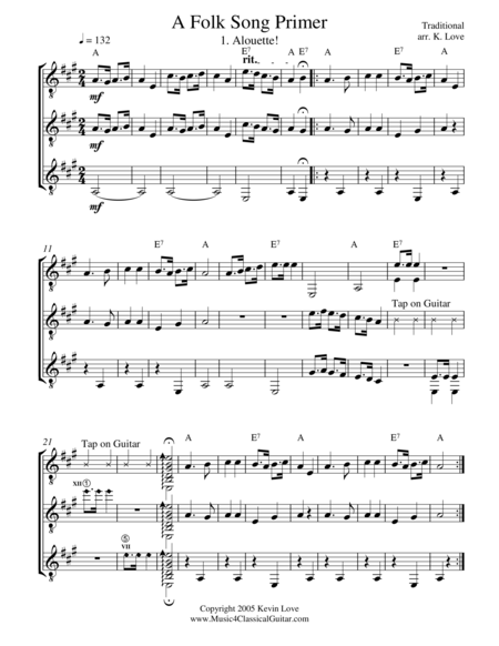 Free Sheet Music A Folk Song Primer Guitar Trio Score And Parts
