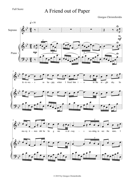 Free Sheet Music A Friend Out Of Paper