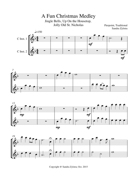 A Fun Christmas Medley Treble C Instrument Duet Sheet Music