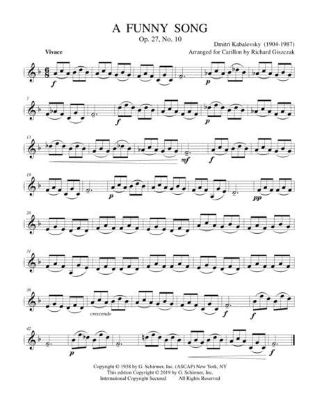 A Funny Song Op 27 No 10 Sheet Music